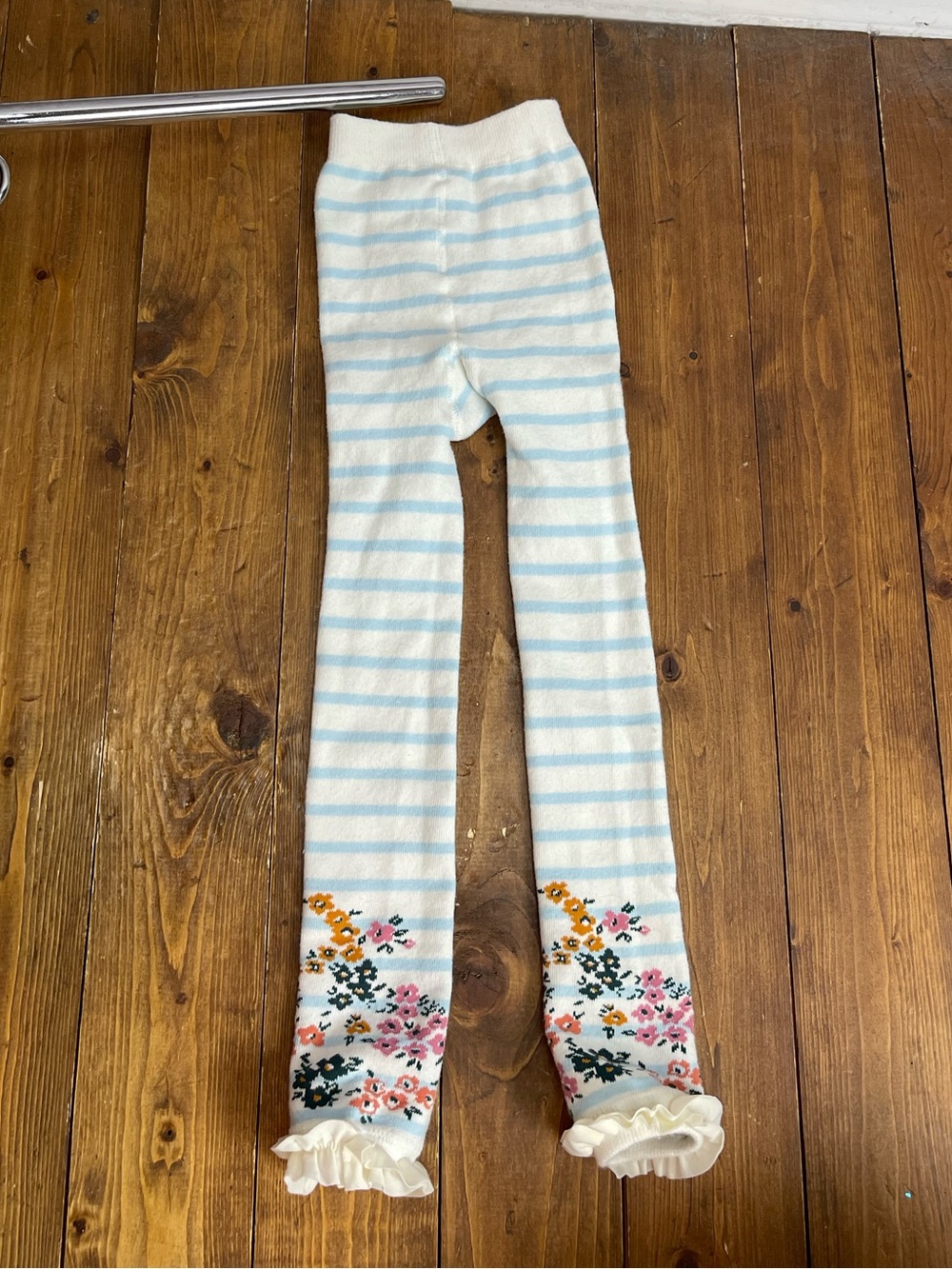Ruffle Butts size 4T-6 Starlight Stripe Floral Footless Ruffle Tights